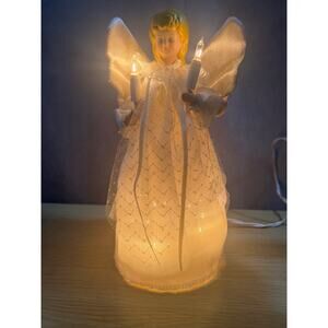 Elegant White & Lace Lighted Angel Tree Topper - 10 Lights